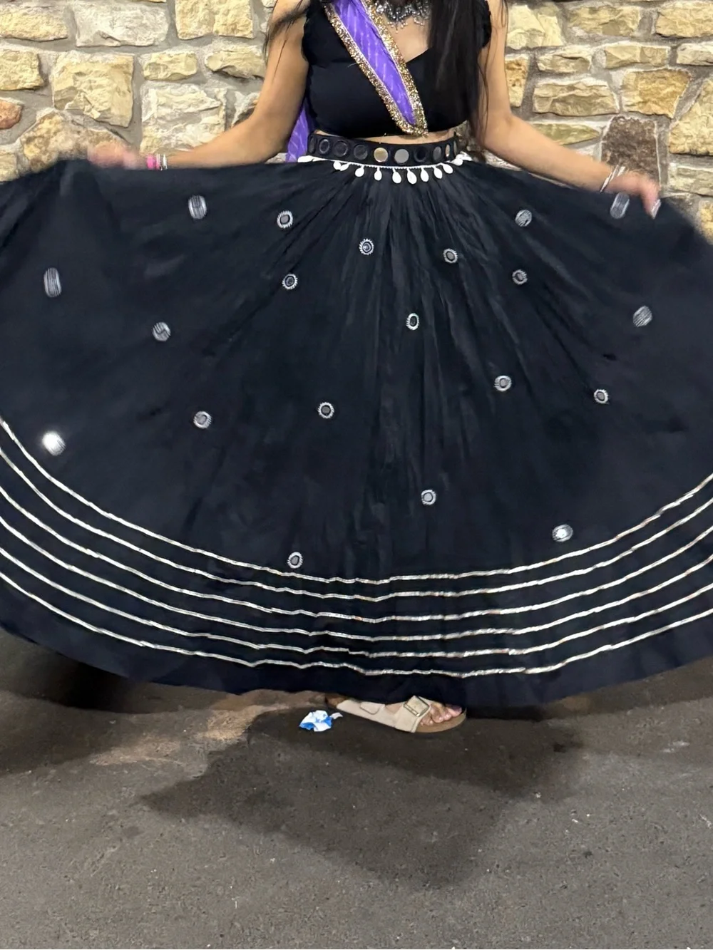 Black Mirror work Lahenga Choli with Purple